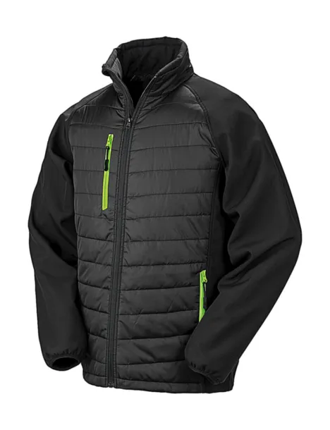  Black Compass Padded Softshell - Result Genuine Recycled Black Lime