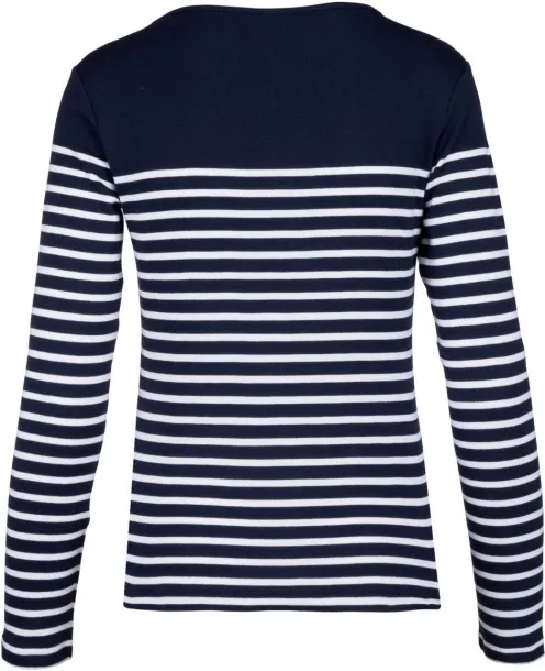  LADIES’ LONG-SLEEVED BRETON STRIPE TOP - Kariban Navy White