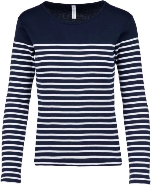  LADIES’ LONG-SLEEVED BRETON STRIPE TOP - Kariban Navy White