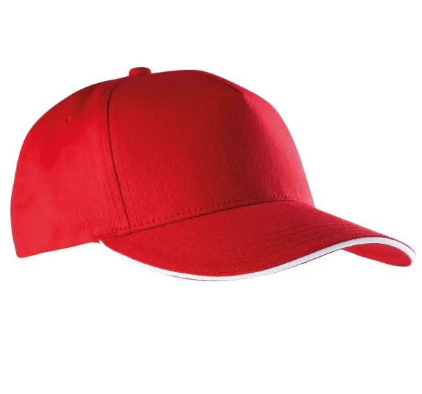  SANDWICH PEAK CAP - 5 PANELS - K-UP Red White