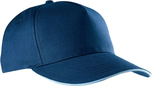  SANDWICH PEAK CAP - 5 PANELS - K-UP Navy Sky blue