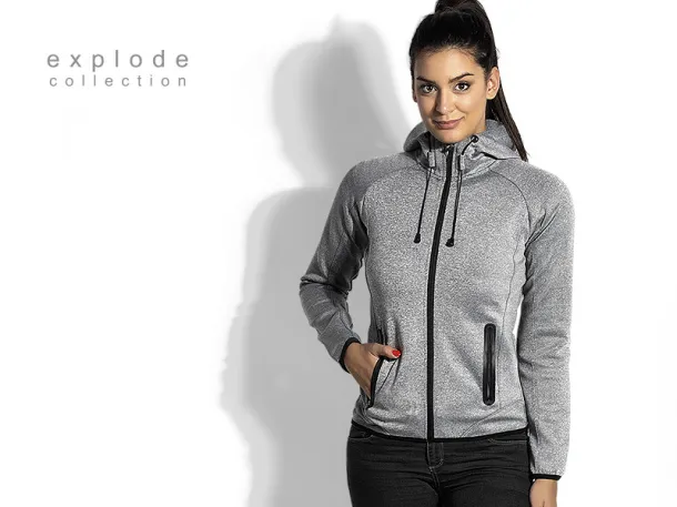 COOPER LADY Ženski mélange hoodie, 280 g/m² - EXPLODE Pepeljasto siva
