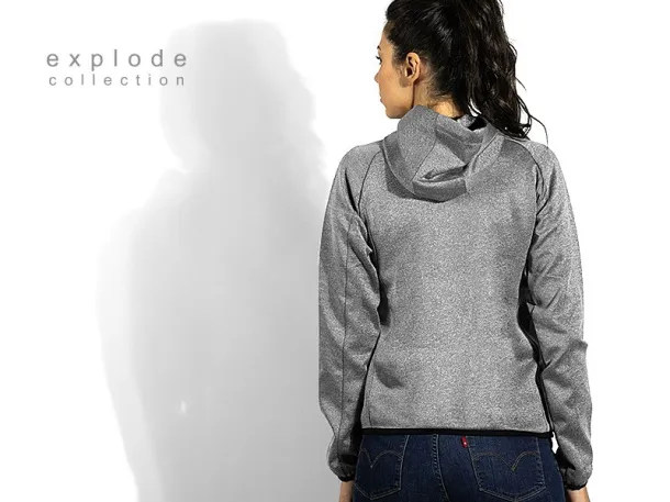 COOPER LADY Women’s mélange hooded sweatshirt - EXPLODE Pepeljasto siva