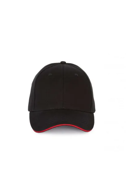  CAP WITH CONTRASTING SANDWICH PEAK - 6 PANELS - K-UP Black Red