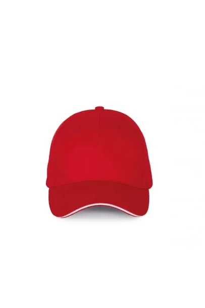  CAP WITH CONTRASTING SANDWICH PEAK - 6 PANELS - K-UP Red White