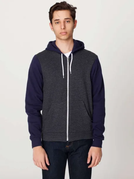  UNISEX FLEX FLEECE ZIP HOODIE - American Apparel Storm Grey Oxford Navy