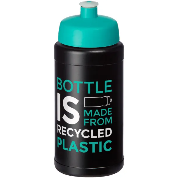 Baseline 500 ml recycled sport bottle Solid black Aqua blue