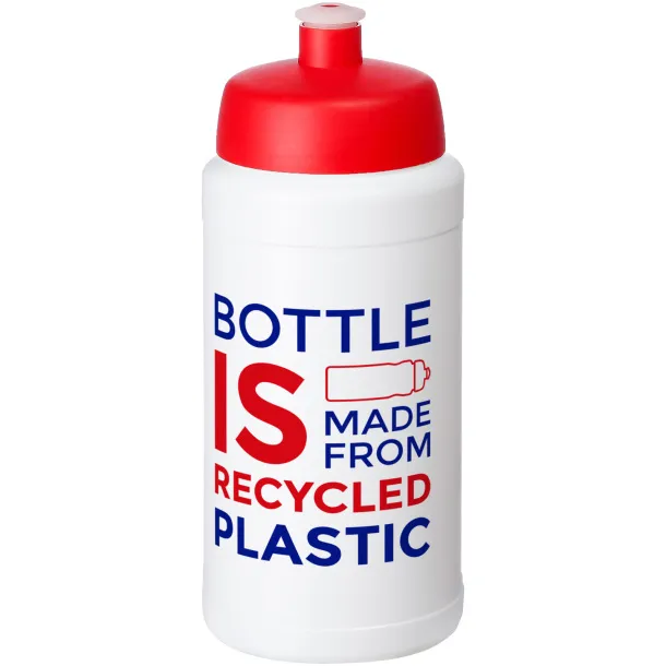 Baseline 500 ml recycled sport bottle - Unbranded White Red