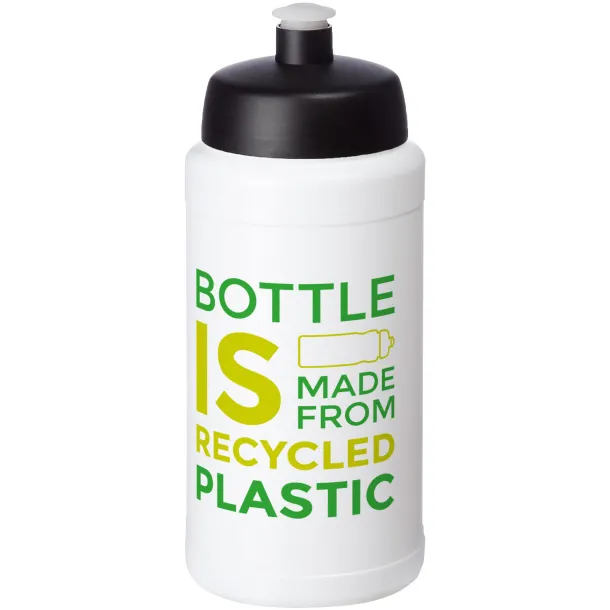 Baseline 500 ml recycled sport bottle - Unbranded White Solid black