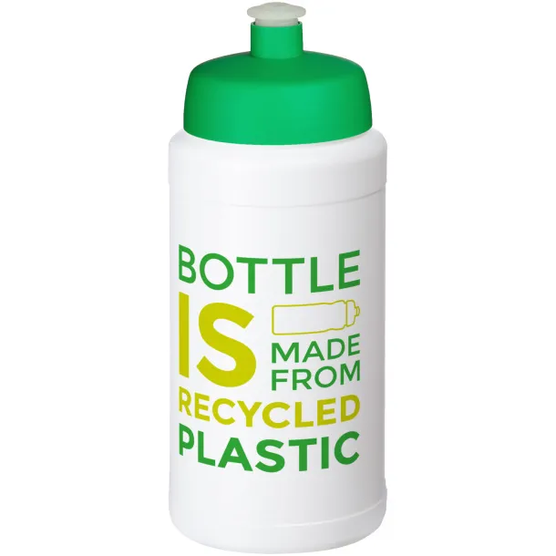 Baseline 500 ml recycled sport bottle - Unbranded White Green