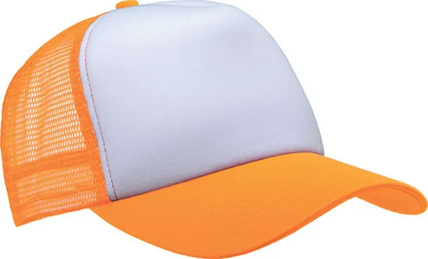  TRUCKER MESH CAP - 5 PANELS - K-UP White Fluorescent Orange