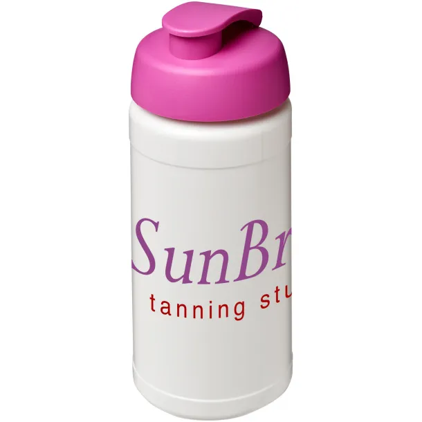 Baseline® Plus 500 ml flip lid sport bottle - Unbranded White Transparent pink