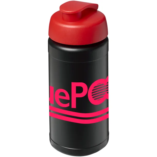 Baseline® Plus 500 ml flip lid sport bottle Solid black Red