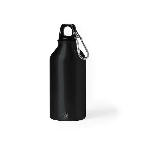  Recycled aluminium sports bottle 400 ml, carabiner black