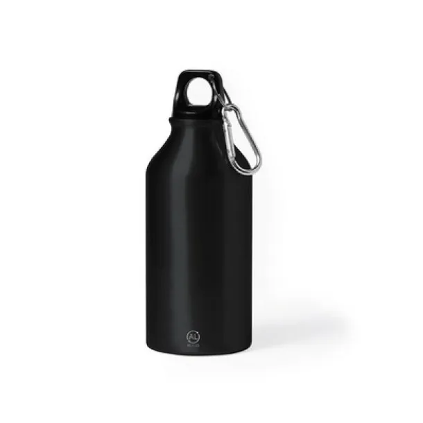  Recycled aluminium sports bottle 400 ml, carabiner black