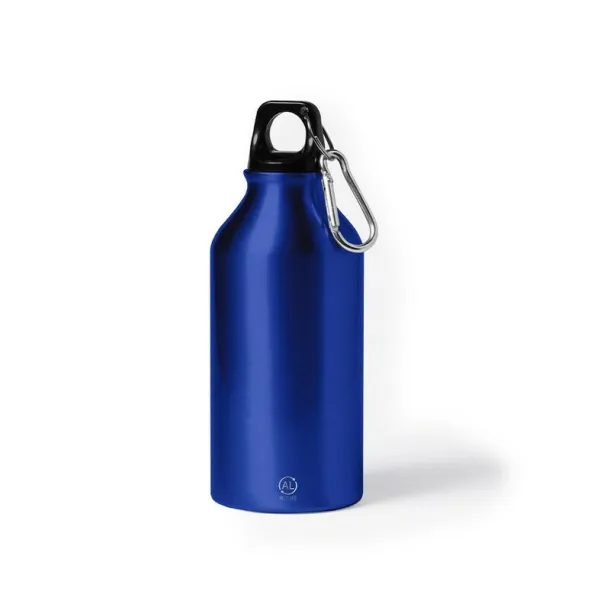  Recycled aluminium sports bottle 400 ml, carabiner blue