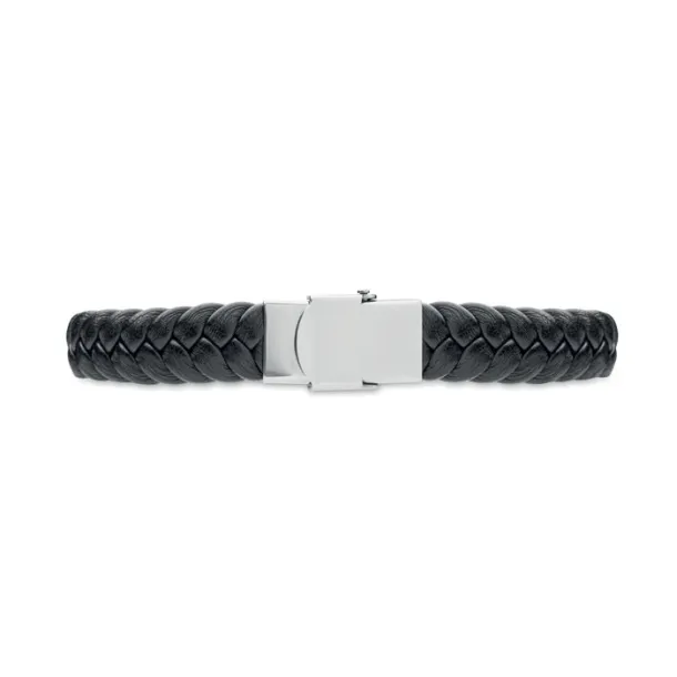 FAULET Braided faux leather bracelet Black