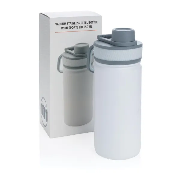  Vacuum stainless steel bottle with sports lid 550ml - XD Collection White Grey