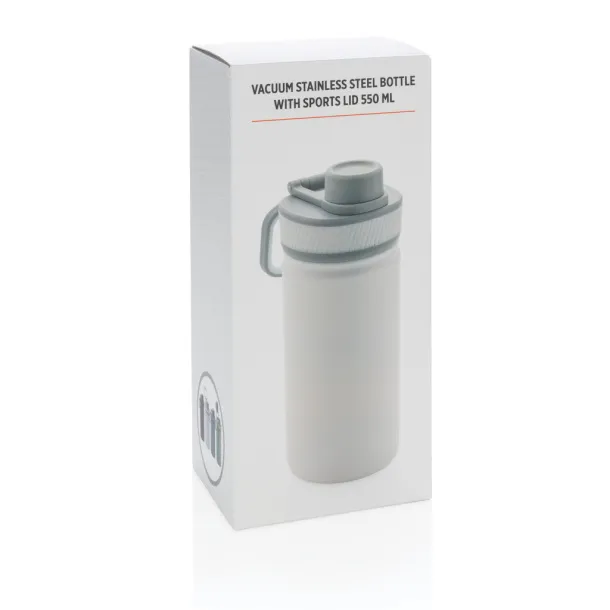  Vacuum stainless steel bottle with sports lid 550ml - XD Collection White Grey