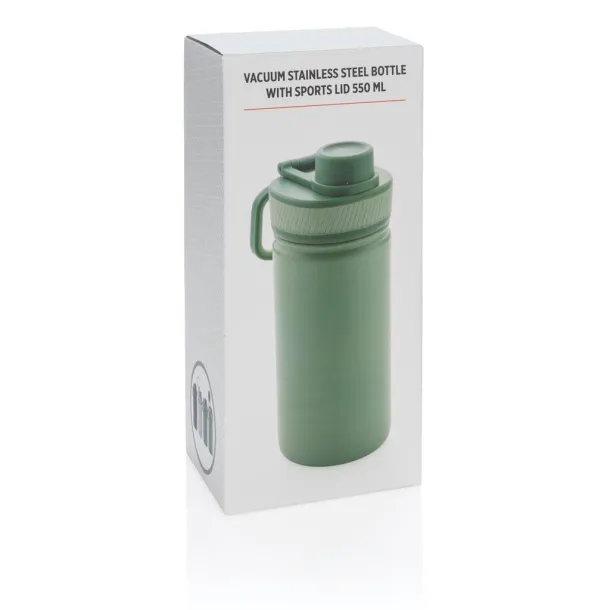  Vacuum stainless steel bottle with sports lid 550ml - XD Collection Green 5545