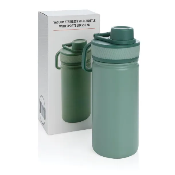  Vacuum stainless steel bottle with sports lid 550ml - XD Collection Green 5545