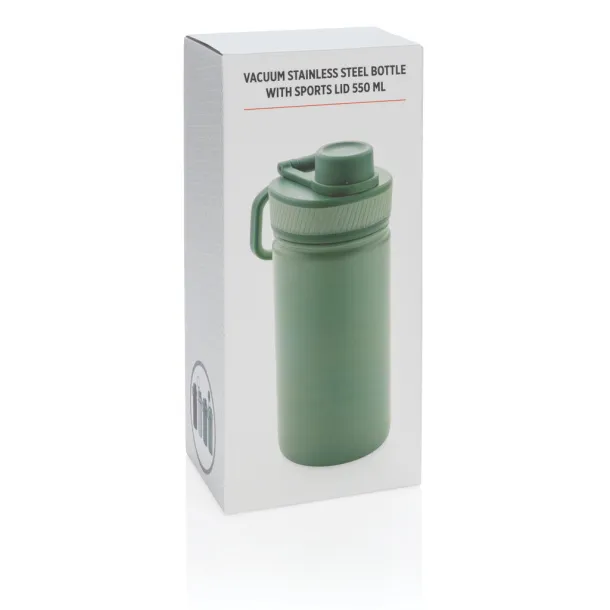  Vacuum stainless steel bottle with sports lid 550ml - XD Collection Green 5545