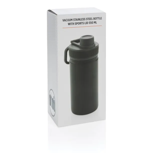  Vacuum stainless steel bottle with sports lid 550ml - XD Collection Black