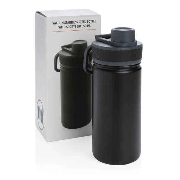  Vacuum stainless steel bottle with sports lid 550ml - XD Collection Black