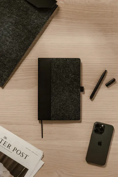  VINGA Albon GRS recycled felt notebook - Vinga Crna 