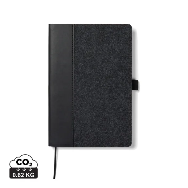  VINGA Albon GRS recycled felt notebook - Vinga black 