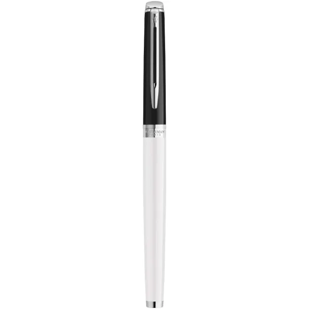 Hemisphere colour blocking rollerball pen with palladium trim (black ink) - Waterman White Crna