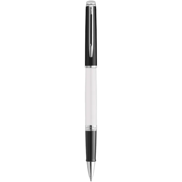Hemisphere colour blocking rollerball pen with palladium trim (black ink) - Waterman White Crna