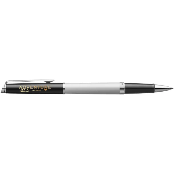 Hemisphere colour blocking rollerball pen with palladium trim (black ink) - Waterman White Crna