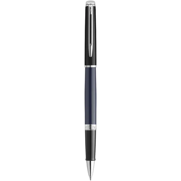 Hemisphere colour blocking rollerball pen with palladium trim (black ink) - Waterman Blue Solid black