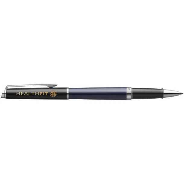 Hemisphere colour blocking rollerball pen with palladium trim (black ink) - Waterman Blue Solid black