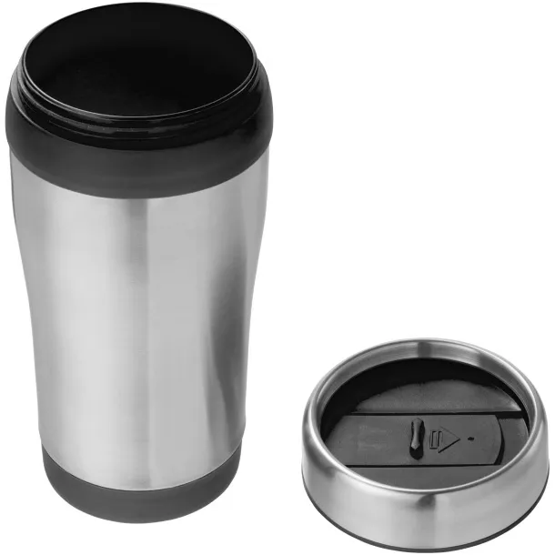 Elwood 410 ml insulated tumbler Silver Solid black