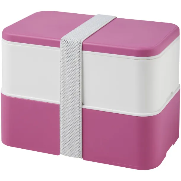 MIYO double layer lunch box Transparent pink White