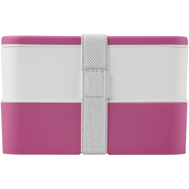 MIYO double layer lunch box Transparent pink White