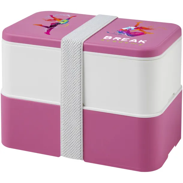 MIYO double layer lunch box Transparent pink White