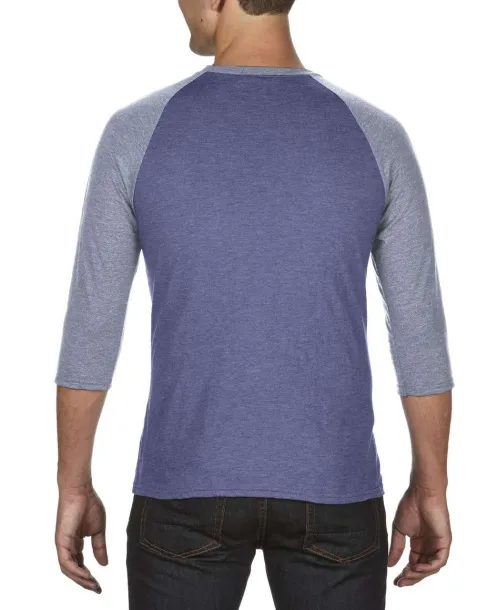  ADULT TRI-BLEND ¾ SLEEVE RAGLAN TEE - Anvil Heather Blue Heather Grey