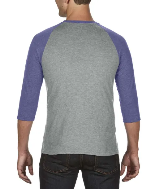  ADULT TRI-BLEND ¾ SLEEVE RAGLAN TEE - Anvil Grey Heather Blue