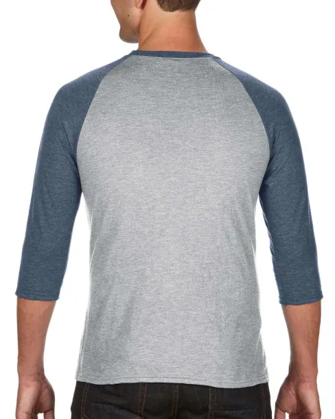  ADULT TRI-BLEND ¾ SLEEVE RAGLAN TEE - Anvil Heather Grey Heather Navy