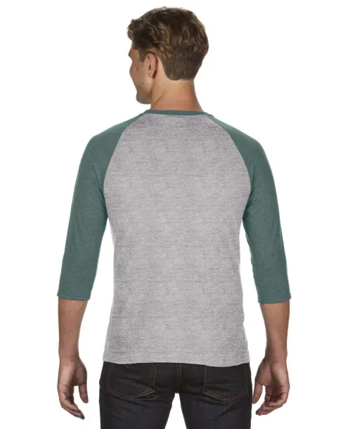  ADULT TRI-BLEND ¾ SLEEVE RAGLAN TEE - Anvil Heather Grey Heather Dark Green