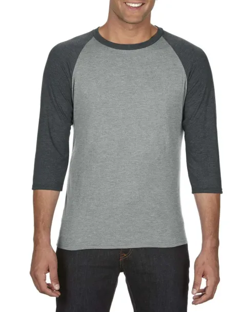  ADULT TRI-BLEND ¾ SLEEVE RAGLAN TEE - Anvil Heather Grey Dark Heather