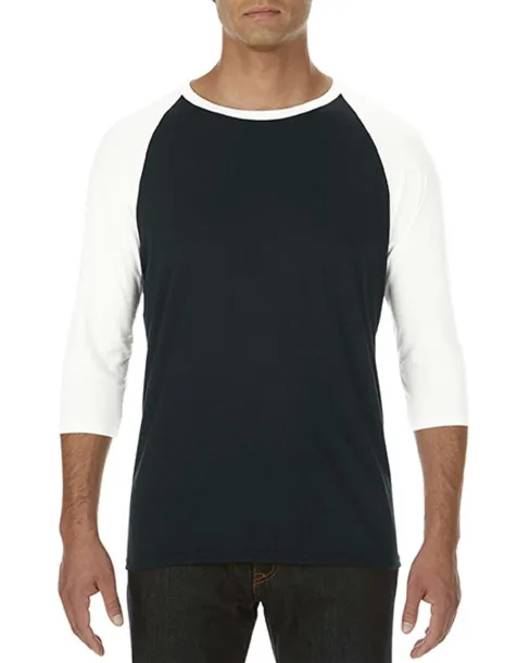  ADULT TRI-BLEND ¾ SLEEVE RAGLAN TEE - Anvil Black White