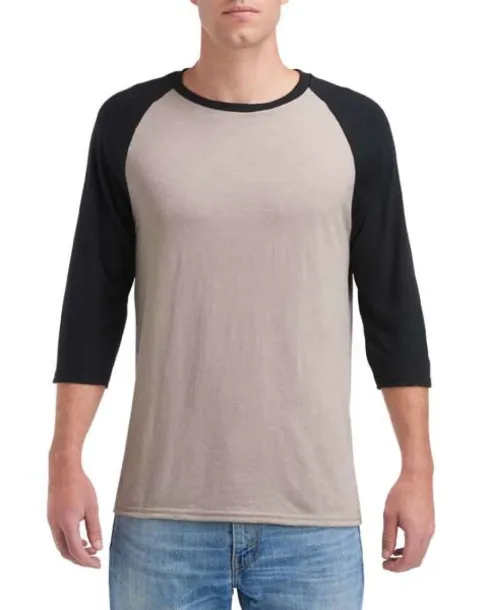  ADULT TRI-BLEND ¾ SLEEVE RAGLAN TEE - Anvil Heather Slate Black