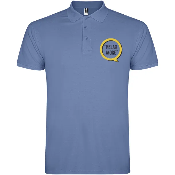 Star short sleeve men's polo - Roly Riviera Blue