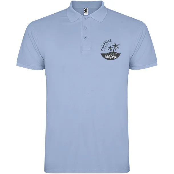 Star short sleeve men's polo - Roly Sky blue