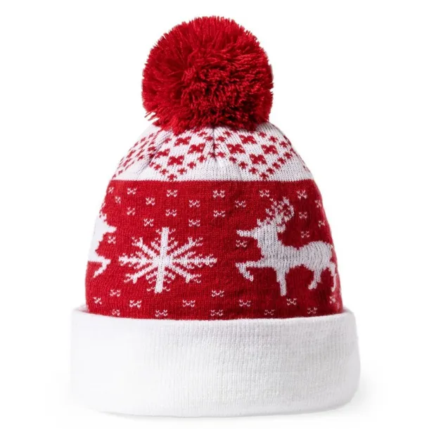  Winter hat, Christmas pattern Crvena
