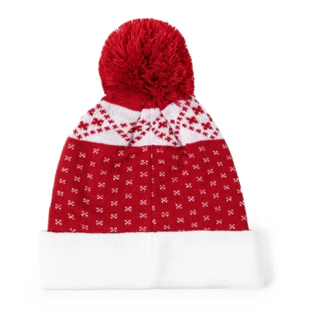  Winter hat, Christmas pattern Crvena